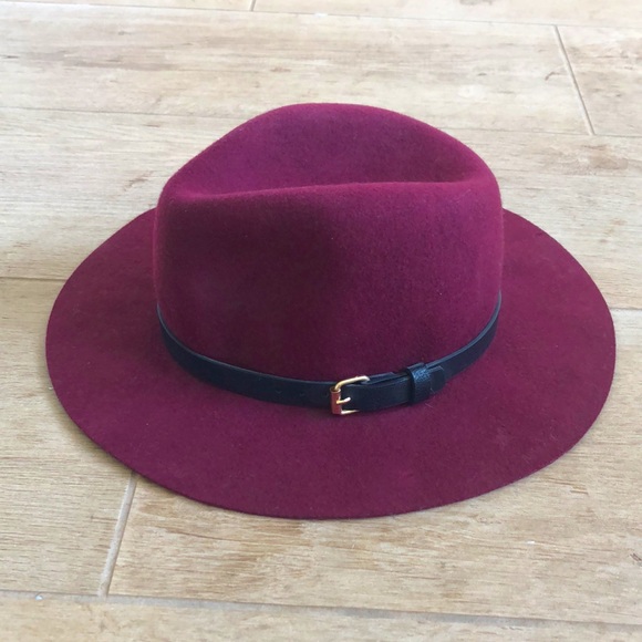 🔴3/$20 NWOT Maroon burgundy wool hat fedora hat festival fall winter hat - Picture 2 of 4